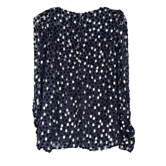 Kate Spade Scatter Dot Top Celestial Blue Women's XS Burnout Velvet Metallic - Picture 3 of 9